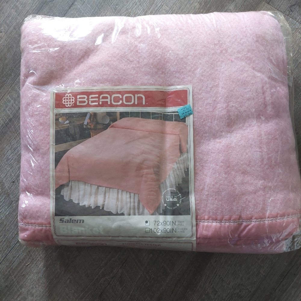 Vintage Beacon Blanket Windsor Polyester Pink 72 X 90 Full Twin New Sealed